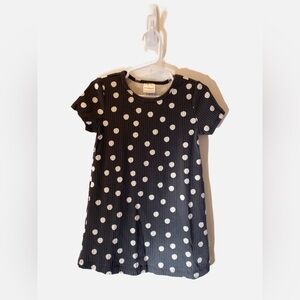 Hanna Andersson Print Drop Needle Rib Dress Black and White Polka Dots - Size 4T